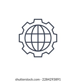 World Globe Fanggerät Symbol. Vektorgrafik-Glocke-Landkarte zur Abbildung des Erdnetzwerks