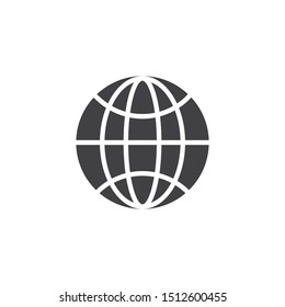 World globe grid vector icon. filled flat sign for mobile concept and web design. Geographic globe glyph icon. Symbol, logo illustration. Vector graphics