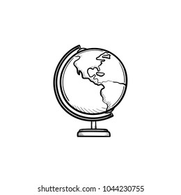 World globe hand drawn outline doodle icon. School world globe vector sketch illustration for print, web, mobile and infographics isolated on white background.