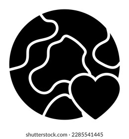 World globe with heart sign denoting icon of love earth in trendy style, international earth day vector