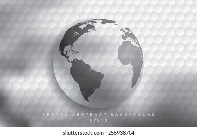 World globe with hexagon patter vector illustration.