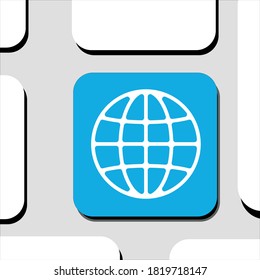 World globe icon button on keyboard flat design vector illustration.