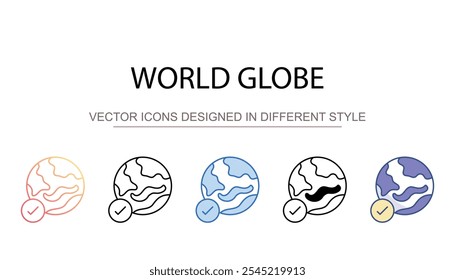 World Globe icon design with white background stock illustration