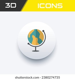 Icono de globo mundial, archivo editable de icono de globo terrestre 3D