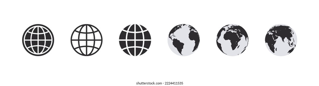 World globe icon. Earth planet icons. Globes icons. Vector illustration