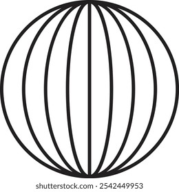 Ícone do globo mundial. Símbolo do globo terrestre. As grades do globo mundial em forma de círculo. Esferas listradas lineares, latitude terrestre e grelha de linhas de longitude. Ícone da Terra do Planeta Mundial - vetor de ações.
