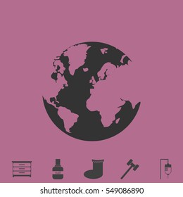 World Globe icon flat. Simple vector grey pictogram and bonus symbol