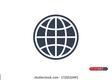 World Globe Icon isolated on White Background. Flat Vector Icon Design Template Element.