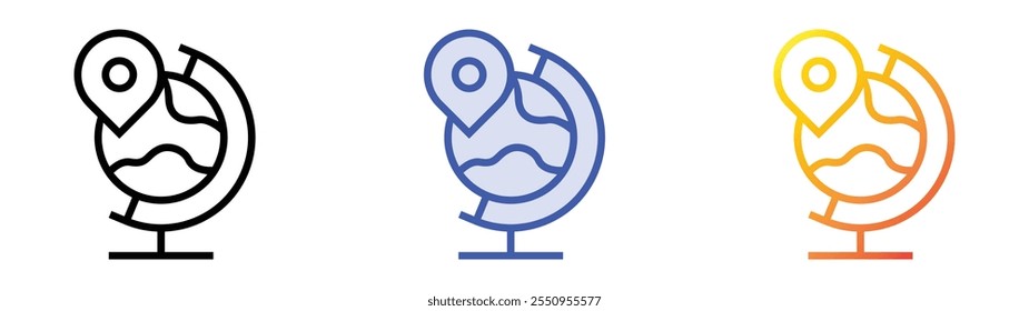 world globe icon. Linear, Blue Fill and Gradient Style Design Isolated On White Background