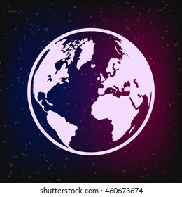 world globe icon on color space background / vector illustration