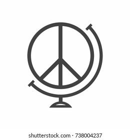 World globe icon. Peace sign icon. Hope symbol. Antiwar sign. 