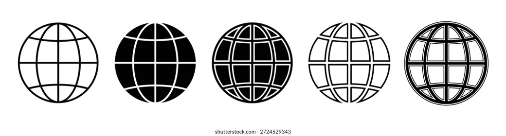Weltkugel-Symbolsatz, Erdplaneten-Symbol, Vektorgrafik	