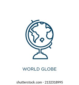 world globe icon. Thin linear world globe outline icon isolated on white background. Line vector world globe sign, symbol for web and mobile