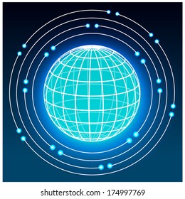 world globe icon with web connection