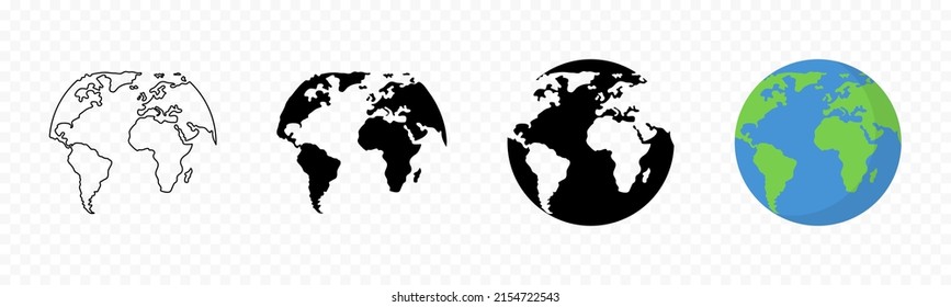 World globe icons. Earth globes silhouettes. Vector EPS 10
