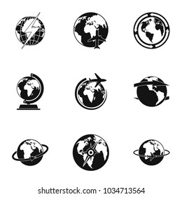 World globe icons set. Simple set of 9 world globe vector icons for web isolated on white background