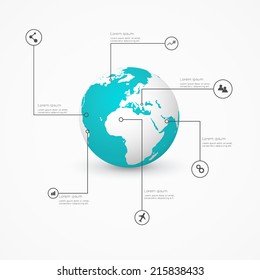 World globe with infographic icons, Business software and social media networking service concept