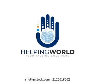 world globe inside hand palm showing helping and caring global	