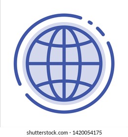 World, Globe, Internet, Design Blue Dotted Line Line Icon