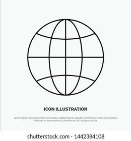 World, Globe, Internet, Design Line Icon Vector