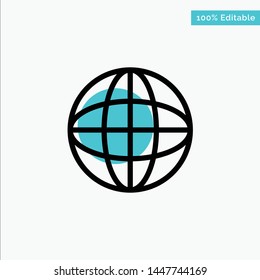 World, Globe, Internet, Education turquoise highlight circle point Vector icon