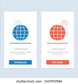 World, Globe, Internet, Security  Blue and Red Download and Buy Now web Widget Card Template