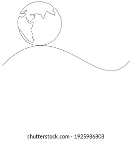 World globe line drawing, vector illustration