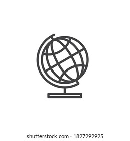 World globe line icon. linear style sign for mobile concept and web design. Geography globe on stand outline vector icon. Symbol, logo illustration. Vector graphics