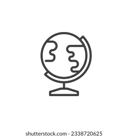Icono de la línea mundial del globo. signo de estilo lineal para concepto móvil y diseño web. Icono del vector del contorno del globo terrestre. Símbolo, ilustración del logotipo. Gráficos vectoriales