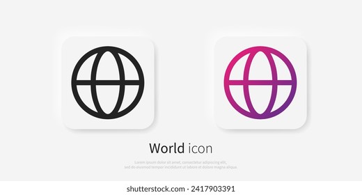 World globe line icon, planet Earth sign vector graphics, a outline isolated on a white background. Suitable for Web Page, Mobile App, UI, UX and GUI design. eps 10.