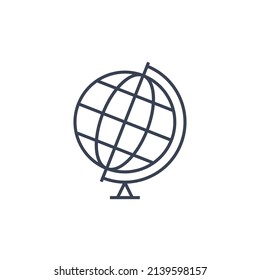 World globe line icon. Vector Earth global planet line icon. Travel internet globe
