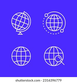 World globe line icon. Vector Earth global country map planet line icon. Travel internet globe set