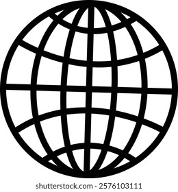 World globe in line icon. Vector for apps or website Earth global country map planet Travel internet globe sign symbol isolated on transparent background international communication service