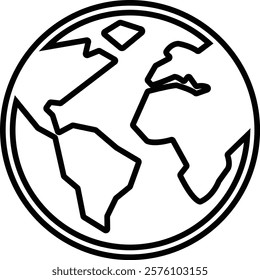 World globe in line icon. Vector for apps or website Earth global country map planet Travel internet globe sign symbol isolated on transparent background international communication service