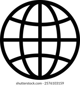 World globe in line icon. Vector for apps or website Earth global country map planet Travel internet globe sign symbol isolated on transparent background international communication service