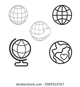 World globe line icon. Vector Earth global country map planet line icon
