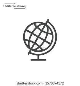 World globe line vector icon. Editable stroke. 