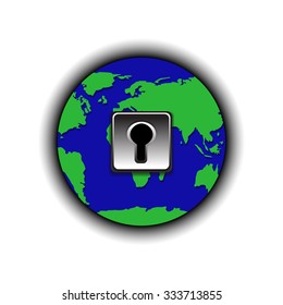 world globe with lock Vector illustration