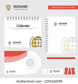 World globe  Logo, Calendar Template, CD Cover, Diary and USB Brand Stationary Package Design Vector Template
