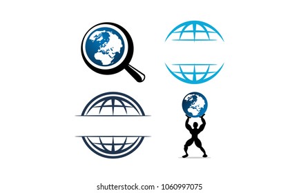 World Globe Logo Design Template Set