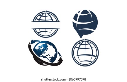 World Globe Logo Design Template Set