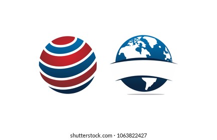 World Globe Logo Design Template Set