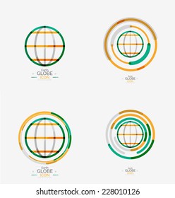 Sello del logotipo del mundo, concepto de diseño de línea mínimo