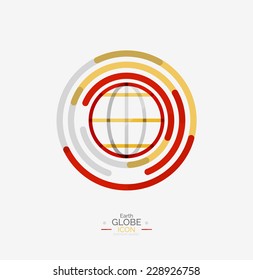 World globe logo stamp, minimal line design concept