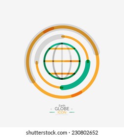 World globe logo stamp, minimal line design concept