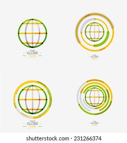 Sello del logotipo del mundo, concepto de diseño de línea mínimo