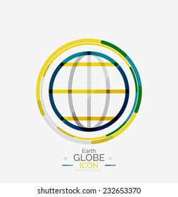 World globe logo stamp, minimal line design concept
