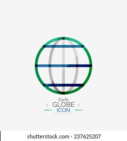 Sello del logotipo del mundo, concepto de diseño de línea mínimo
