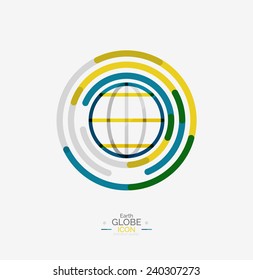 World globe logo stamp, minimal line design concept