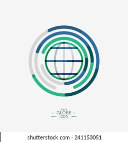 Sello del logotipo del mundo, concepto de diseño de línea mínimo